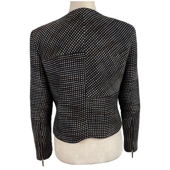 Ted Baker Colour by Numbers Julio Bouclé Black White Tweed  Jacket Corpcore SZ 4 - Picture 8 of 16